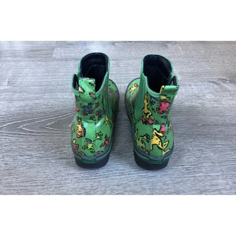 Dansko Vicki Vegan Kids Youth Size 3 EU 33 Green Rain Boots with Colorful Frogs